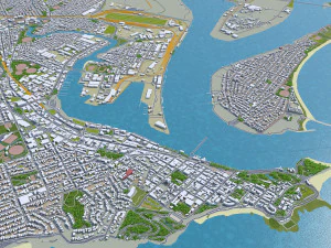 cidade de Newcastle Austr&aacute;lia 20 km Modelo 3D