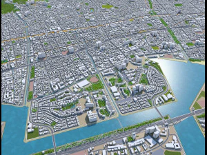 nishinomiya city japan 30km 3D Model