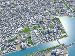 nishinomiya city japan 30km 3D Model