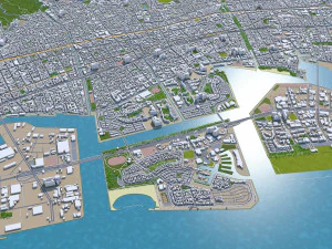 nishinomiya city japan 30km 3D Model