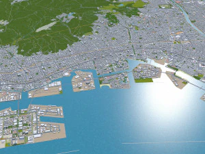 nishinomiya city japan 30km 3D Model