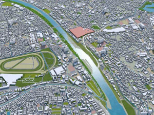 nishinomiya city japan 30km 3D Model