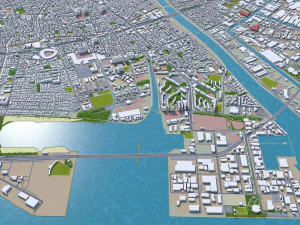 nishinomiya city japan 30km 3D Model