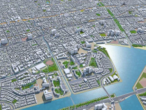nishinomiya city japan 30km 3D Model
