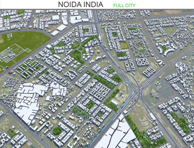 Noida city india 35km 3D Model .c4d .max .obj .3ds .fbx .stl .blend