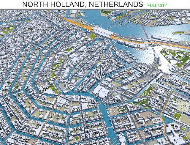 north holland city netherlands 150km 3D Model .c4d .max .obj .3ds .fbx .stl .blend