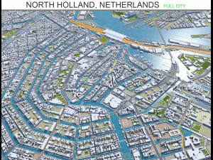 Північна Голландія місто Нідерланди 150 км 3D Модель