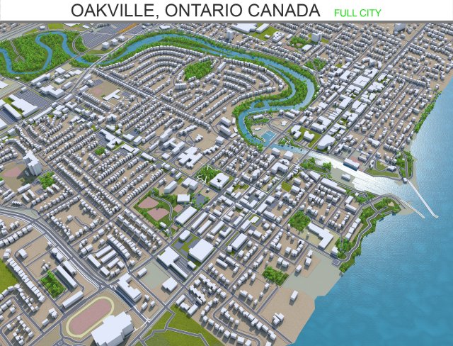 oakville city ontario canada 25km Modèle 3D .c4d .max .obj .3ds .fbx .stl .blend 