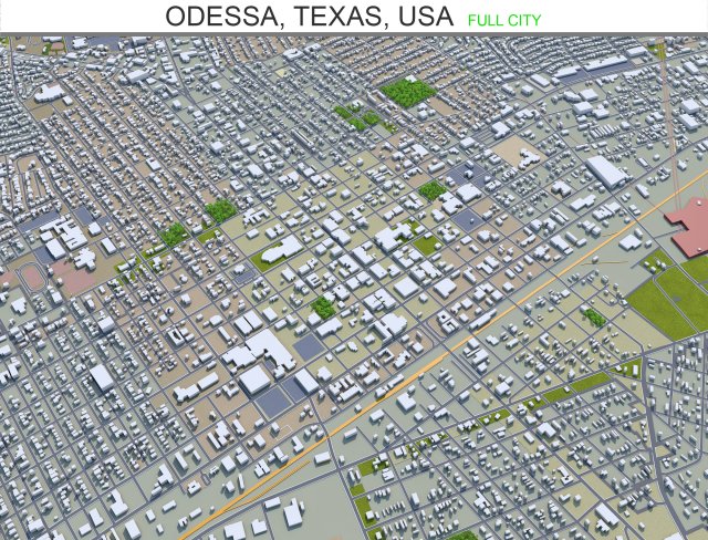 odessa city texas usa 30km Modelo 3D .c4d .max .obj .3ds .fbx .stl .blend 