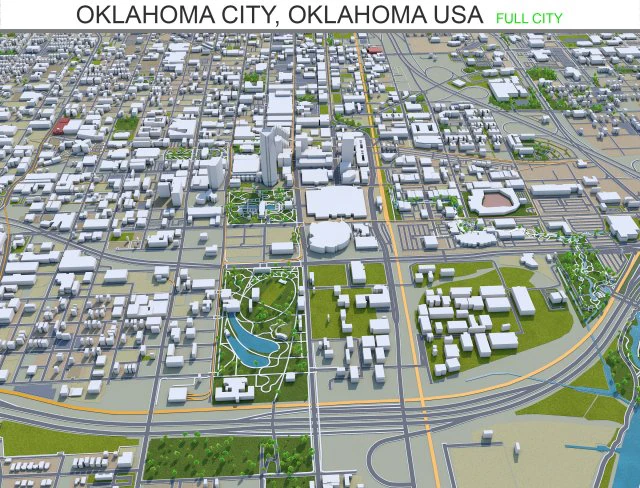 oklahoma city oklahoma usa 80km 3D Model .c4d .max .obj .3ds .fbx .stl .blend 