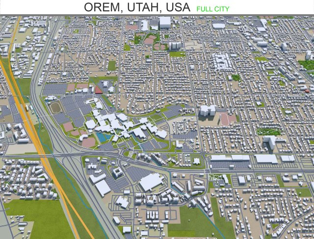 orem city utah usa 20km 3D Model .c4d .max .obj .3ds .fbx .stl .blend