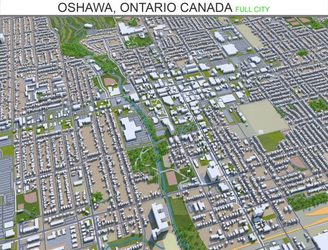 oshawa city ontario canada 30km 3D मॉडल .c4d .max .obj .3ds .fbx .stl .blend 