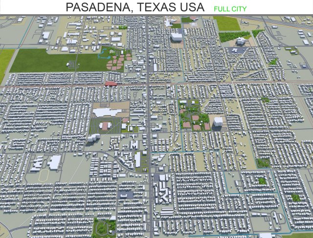 pasadena city texas usa 30km Model 3D .c4d .max .obj .3ds .fbx .stl .blend