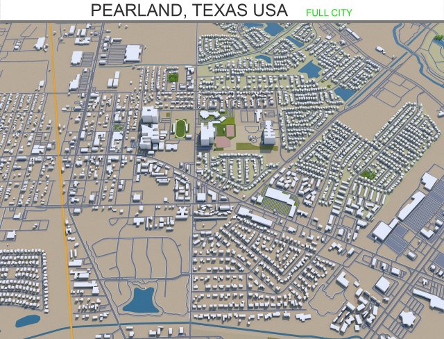 pearland city texas usa 30km 3D Model .c4d .max .obj .3ds .fbx .stl .blend 