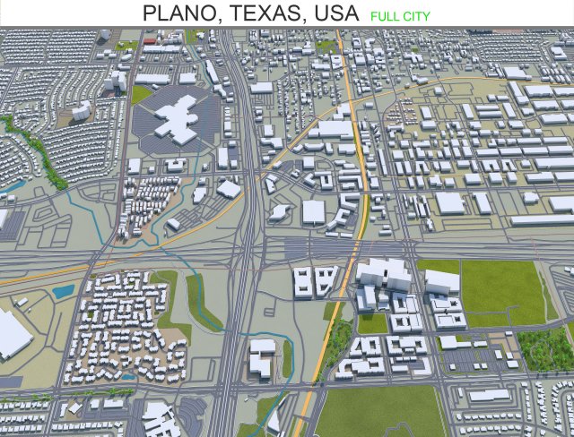plano city texas usa 40km Modelo 3D .c4d .max .obj .3ds .fbx .stl .blend 