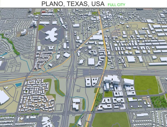 plano city texas usa 40km 3D Model .c4d .max .obj .3ds .fbx .stl .blend