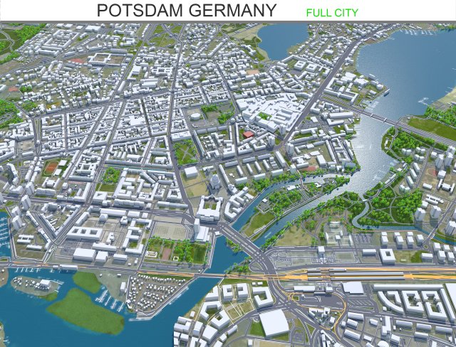 Potsdam city germany 40km 3D Модель .c4d .max .obj .3ds .fbx .stl .blend 