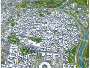 Cidade de Pozna, Pol&ocirc;nia 40 km Modelo 3D