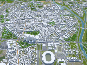 Pozna city poland 40km 3D Model