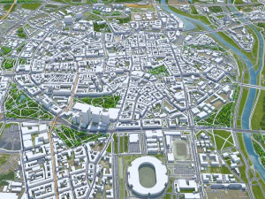Cidade de Pozna, Pol&ocirc;nia 40 km Modelo 3D