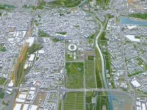 Cidade de Pozna, Pol&ocirc;nia 40 km Modelo 3D