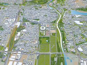 Cidade de Pozna, Pol&ocirc;nia 40 km Modelo 3D