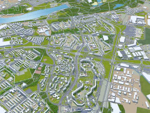 Cidade de Pozna, Pol&ocirc;nia 40 km Modelo 3D