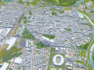 Cidade de Pozna, Pol&ocirc;nia 40 km Modelo 3D
