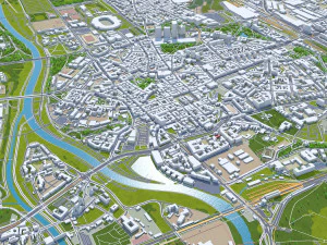 Cidade de Pozna, Pol&ocirc;nia 40 km Modelo 3D