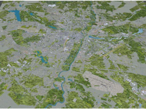 Cidade de Pozna, Pol&ocirc;nia 40 km Modelo 3D