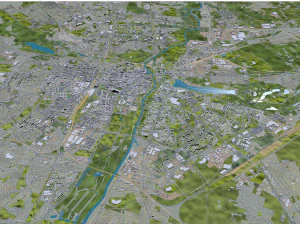Cidade de Pozna, Pol&ocirc;nia 40 km Modelo 3D