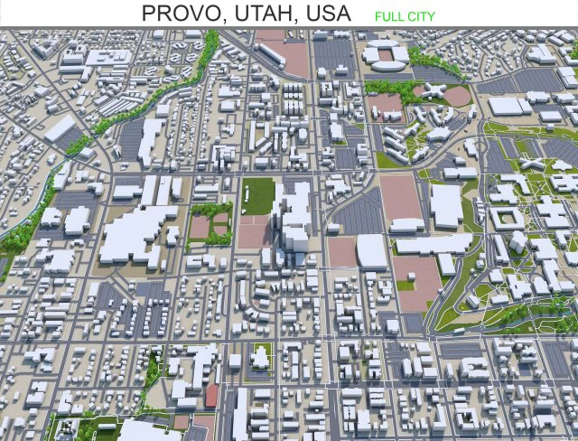 provo city utah usa 30km 3D Model .c4d .max .obj .3ds .fbx .stl .blend 