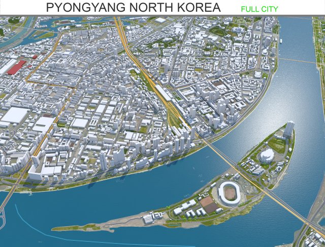Pyongyang city north korea 40km Modèle 3D .c4d .max .obj .3ds .fbx .stl .blend 