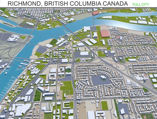 richmond city british columbia canada 45km Modèle 3D .c4d .max .obj .3ds .fbx .stl .blend 