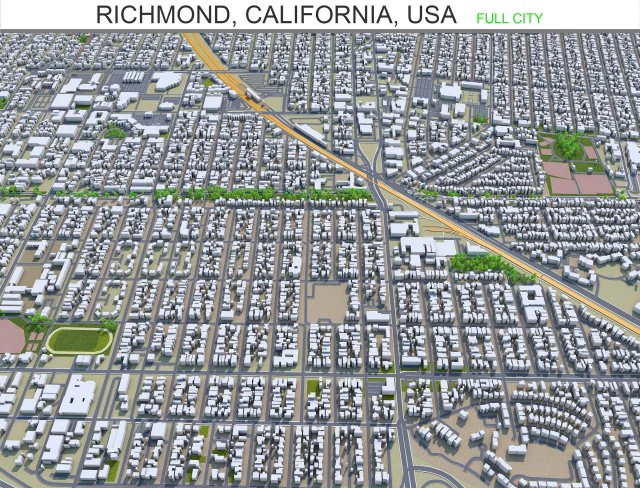 richmond city california abd 25km 3D Model .c4d .max .obj .3ds .fbx .stl .blend 