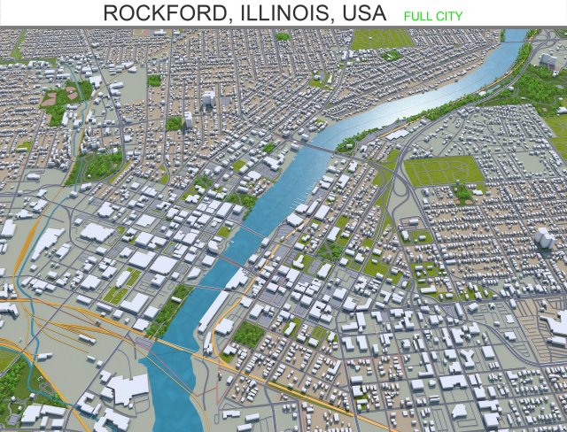 rockford city illinois usa 35km 3D-Modell .c4d .max .obj .3ds .fbx .stl .blend 