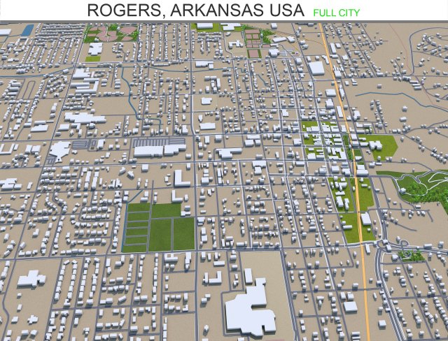 rogers city arkansas usa 30km 3D मॉडल .c4d .max .obj .3ds .fbx .stl .blend 