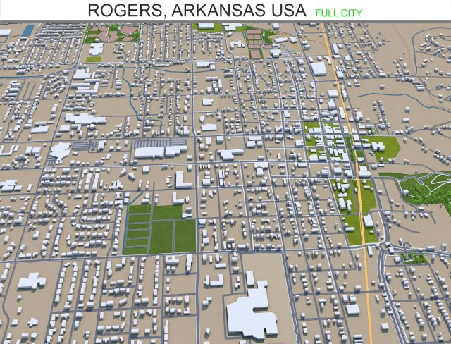 rogers city arkansas usa 30km 3D Model .c4d .max .obj .3ds .fbx .stl .blend 