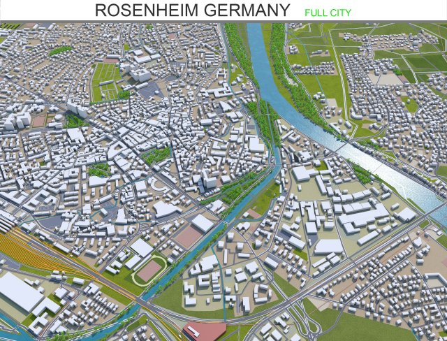 rosenheim city germany 20km 3D Model .c4d .max .obj .3ds .fbx .stl .blend