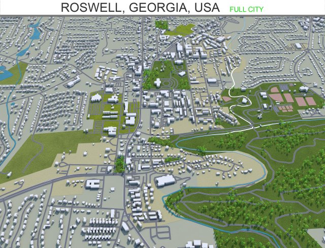 roswell city georgia usa 40km Model 3D .c4d .max .obj .3ds .fbx .stl .blend 