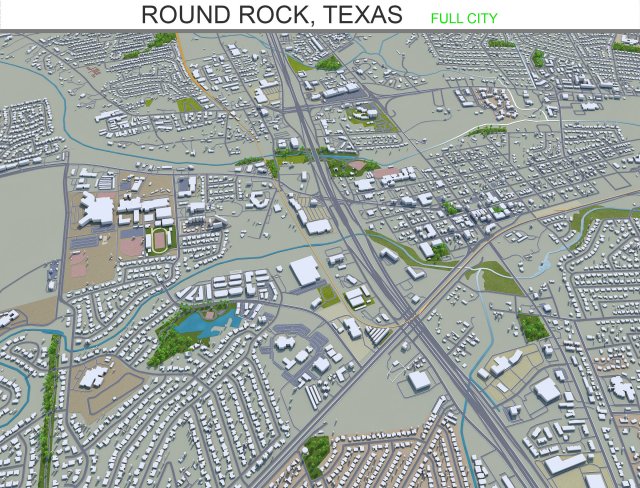 round rock city texas 30km 3D Model .c4d .max .obj .3ds .fbx .stl .blend 