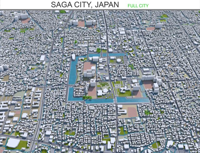 saga city japan 50km 3D Model .c4d .max .obj .3ds .fbx .stl .blend 