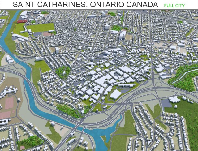 saint catharines city ontario canada 25km 3D Model .c4d .max .obj .3ds .fbx .stl .blend