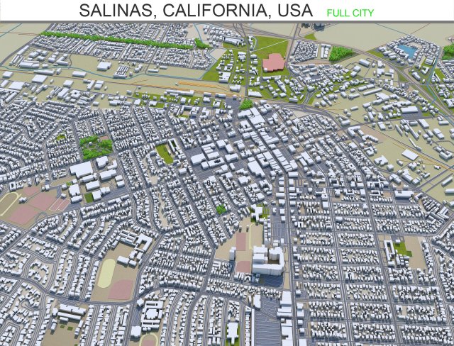 salinas city california usa 20km Model 3D .c4d .max .obj .3ds .fbx .stl .blend 
