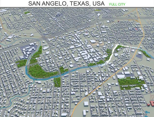 san angelo city texas usa 40km Model 3D .c4d .max .obj .3ds .fbx .stl .blend 