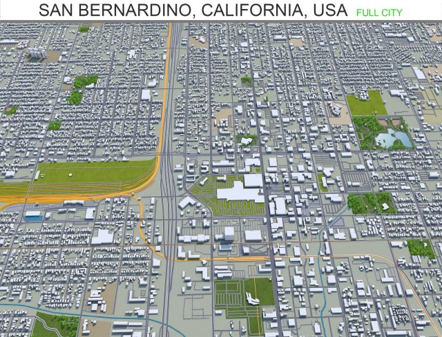 san bernardino city california usa 40km 3D-Modell .c4d .max .obj .3ds .fbx .stl .blend 