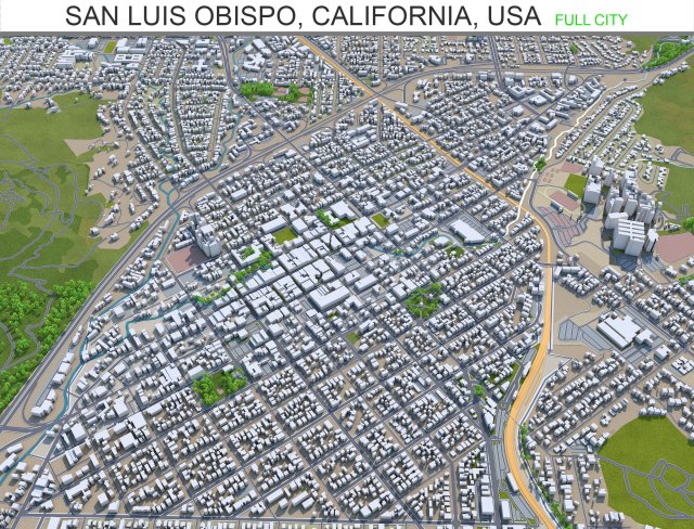 san luis obispo city california usa 20km Modello 3D .c4d .max .obj .3ds .fbx .stl .blend 