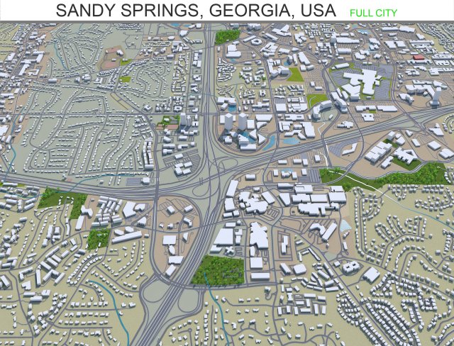 sandy springs city georgia usa 25km 3D Model .c4d .max .obj .3ds .fbx .stl .blend 