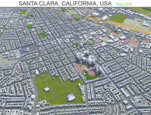 santa clara city california usa 20km Modèle 3D .c4d .max .obj .3ds .fbx .stl .blend 