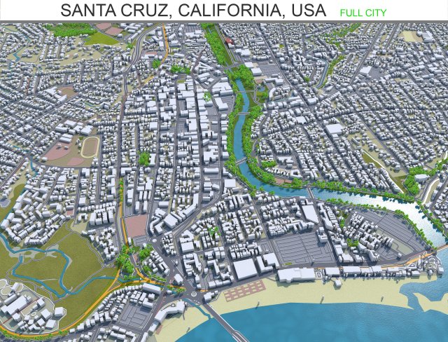 santa cruz city california usa 20km Modèle 3D .c4d .max .obj .3ds .fbx .stl .blend 
